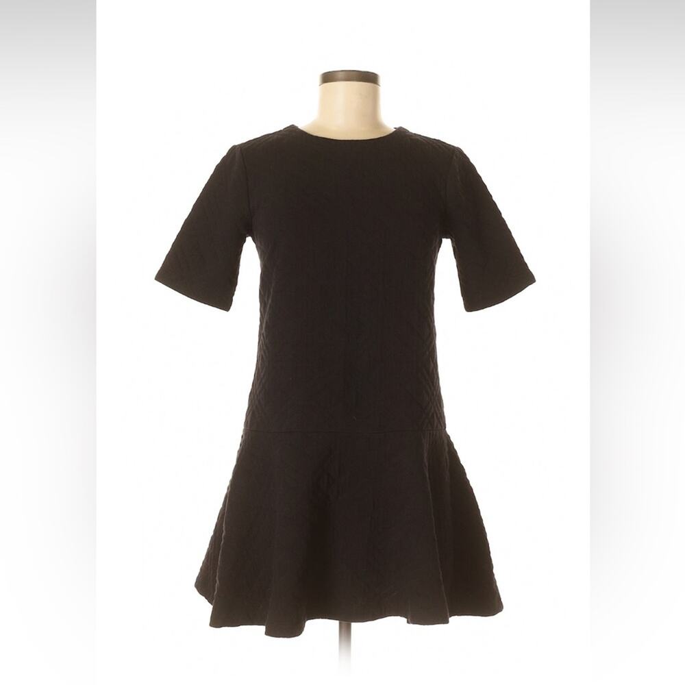 Ann Taylor LOFT quilted drop waist black sweatshirt dress, size med